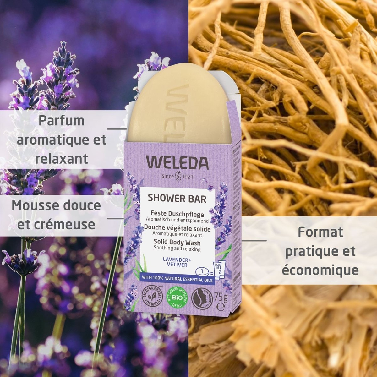 WELEDA - Douche végétale solide Lavande & Vétiver - 75 g