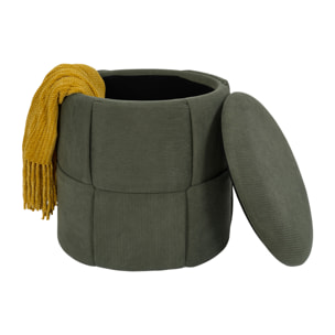 Pouf - HOME DECO FACTORY - Jules - Rangement - Tressé - Côtelé - Vert