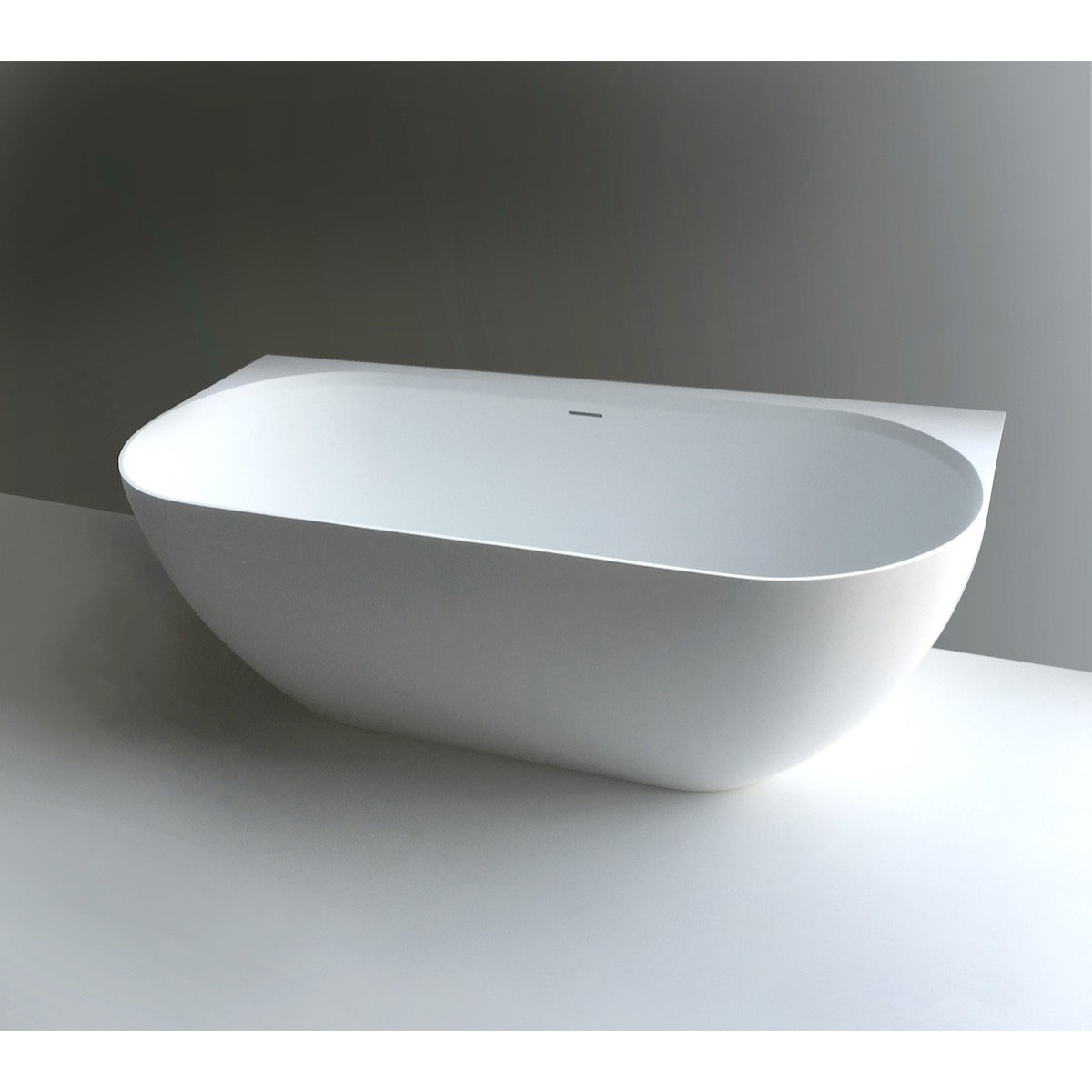 Lesly 170 x 82 cm Baignoire semi-îlot en marbre coulé, blanc (LE1700)