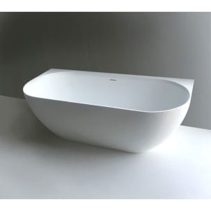 Lesly 170 x 82 cm Baignoire semi-îlot en marbre coulé, blanc (LE1700)