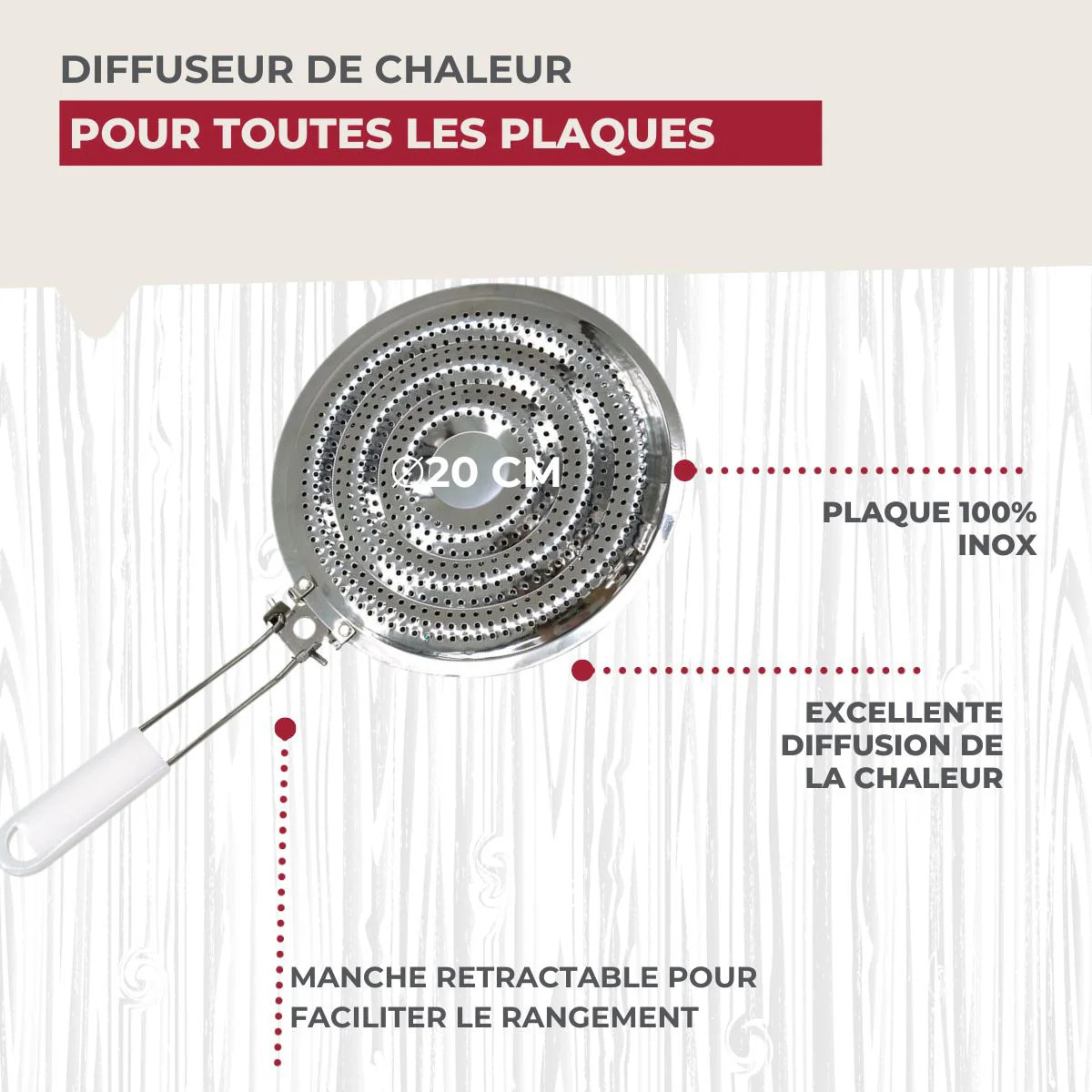 Lot de 2 diffuseurs de chaleur pour plaque de cuisson gaz Fackelmann