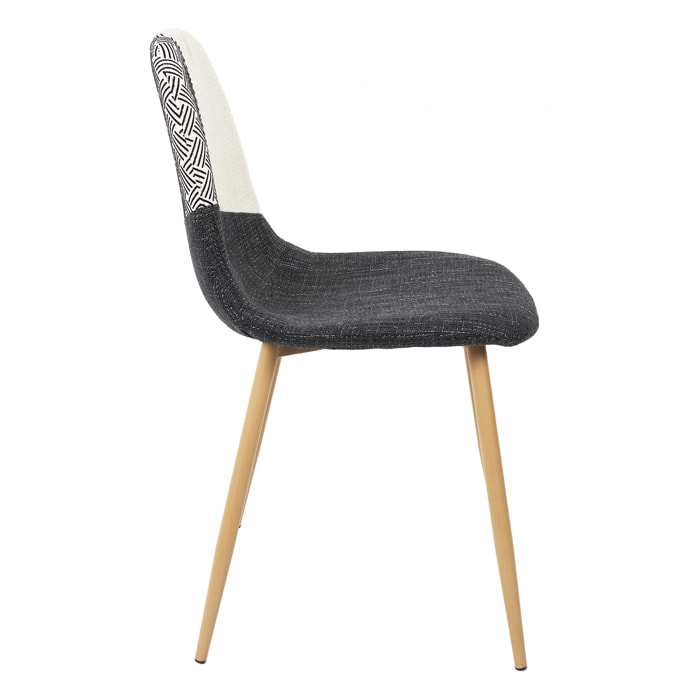Chaise First Patchwork Noir Et Blanc - Lot De 4