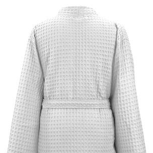 Peignoir homme pur coton 240 g/m² nid d'abeille blanc Detente neige