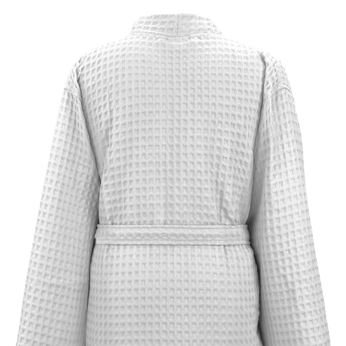 Peignoir homme pur coton 240 g/m² nid d'abeille blanc Detente neige