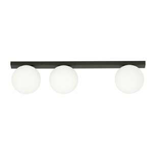 Lampada da soffitto FIT in acciaio nero opaco e vetro opalino