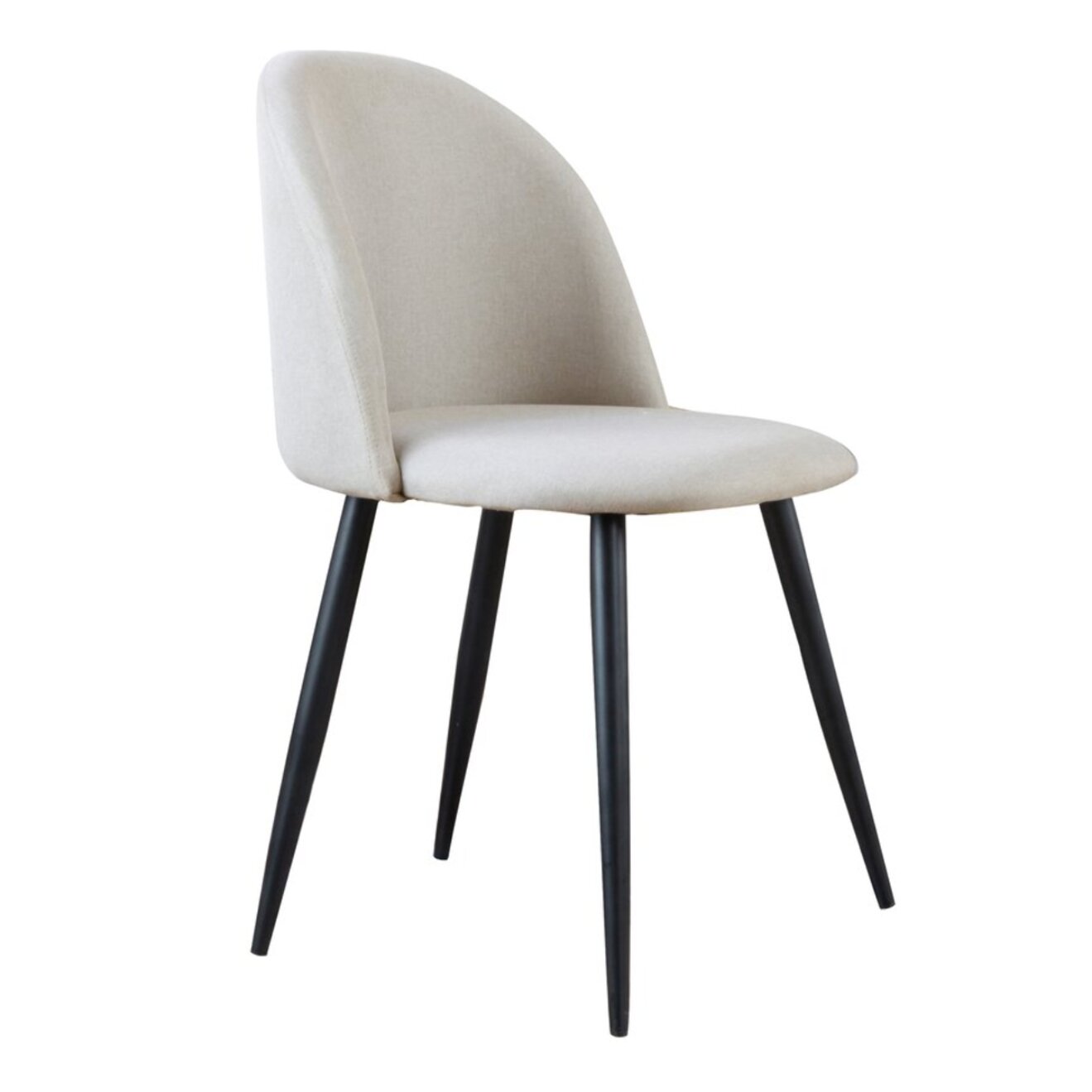 Chaise rembourrée Curie -tissu et bois. pieds métalliques-couleur beige 48 x 78 x 58 cm