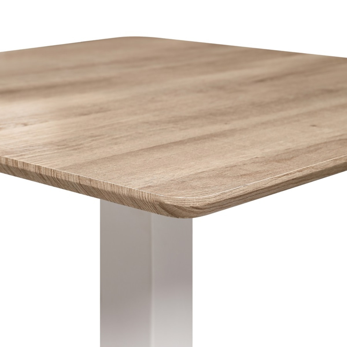 Tavolo quadrato 70x70 con top rovere e colonna centrale bianca - Jago