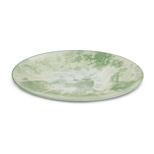 Service 18 pièces vert en porcelaine - "Aube de Menthe"