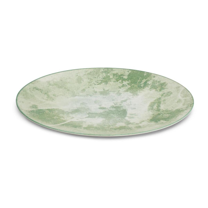 Service 18 pièces vert en porcelaine - "Aube de Menthe"