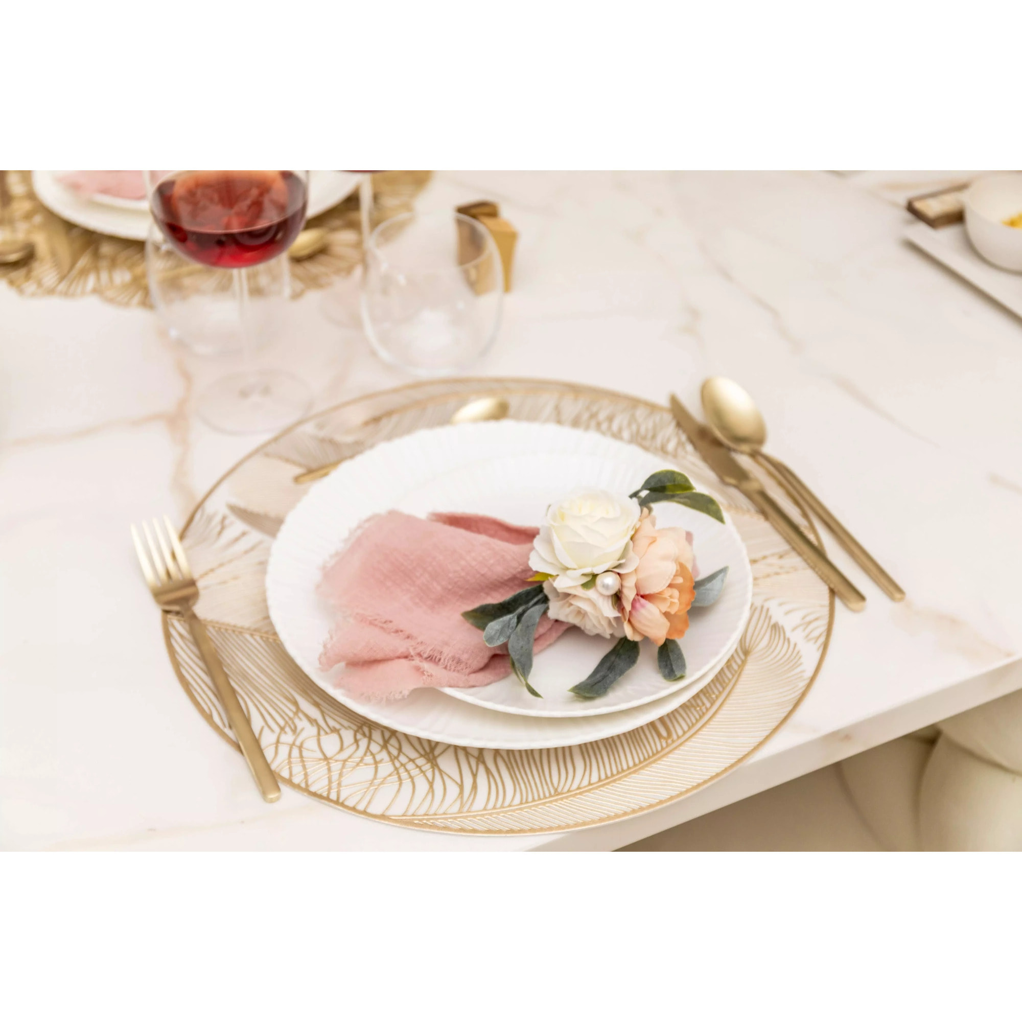Lot de 6 Dessous d'assiette rond doré 38cm