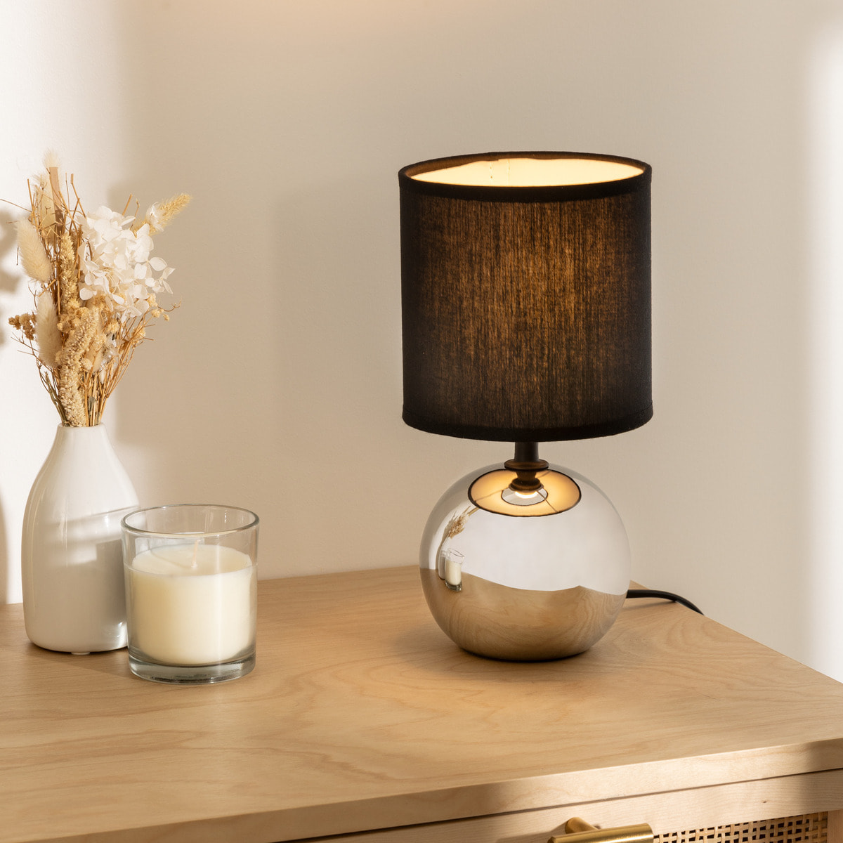 Lampe céramique "Timéo" H25cm argent