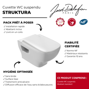 Cuvette WC suspendu sans bride Struktura avec abattant
