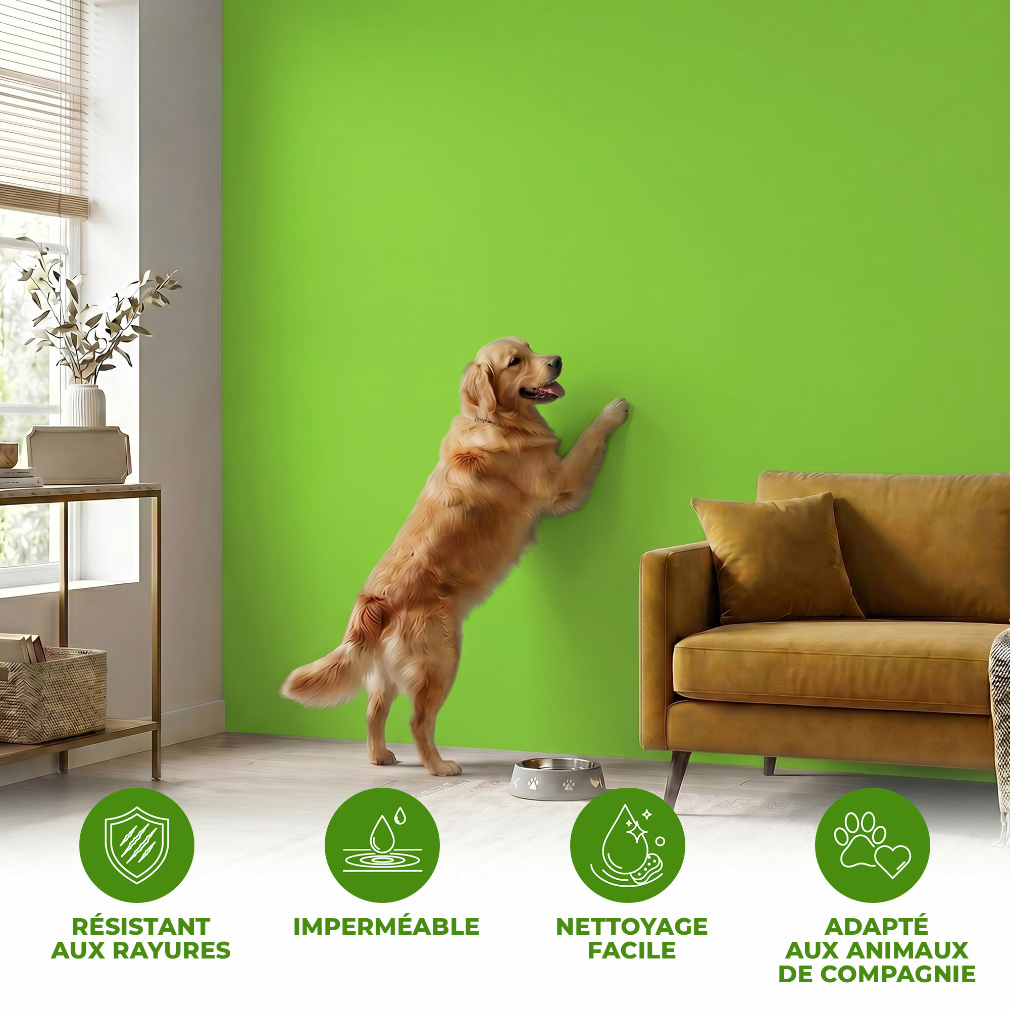 Rouleau adhésif décoratif Vinyle au Mètre - Vert pomme - Sticker Lavable Imperméable Mur Cuisine Meubles