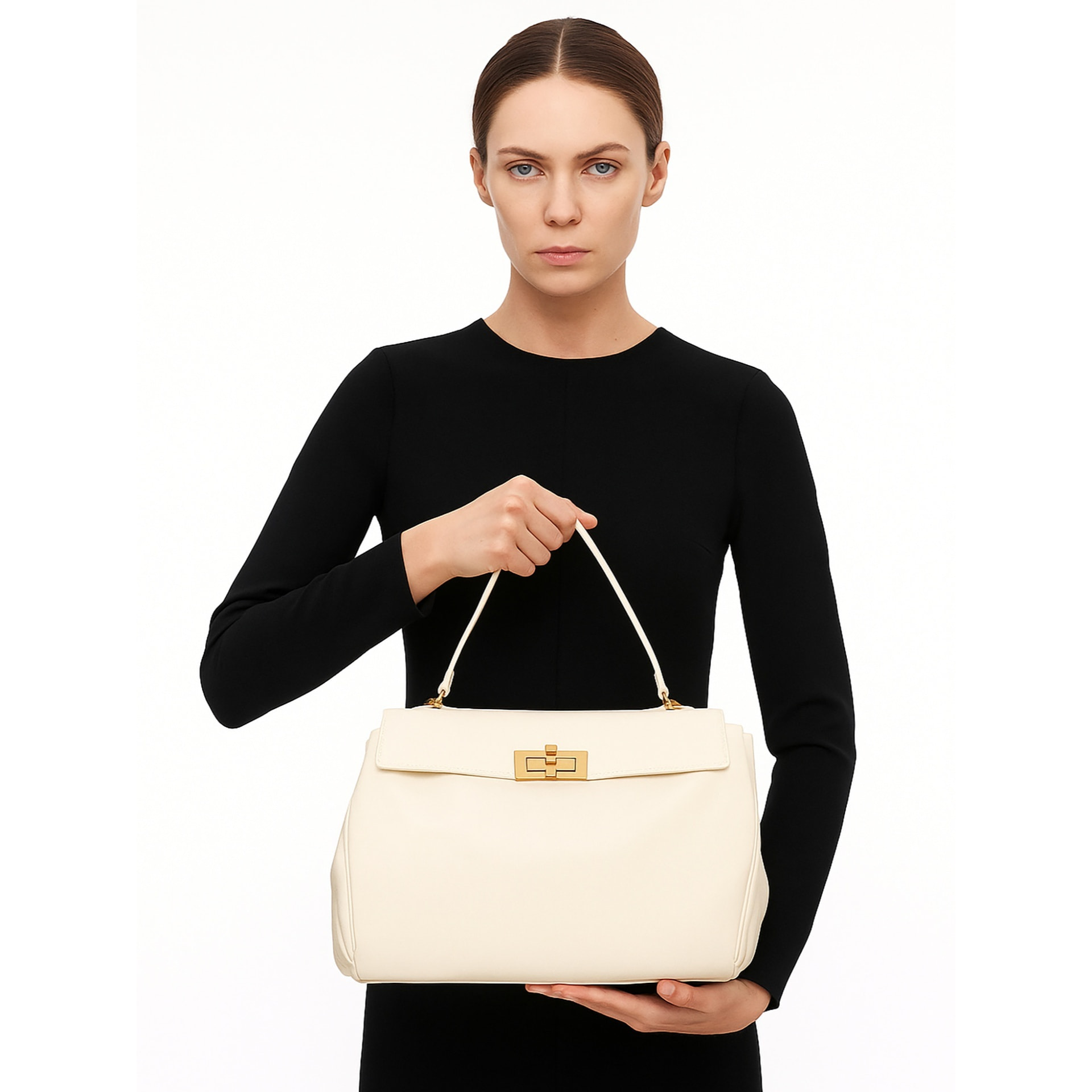 Borsa a mano da donna Made in Italy - Modello Lyria Pro - 100% pelle - 34.0 x 25.0 x 12.0 cm