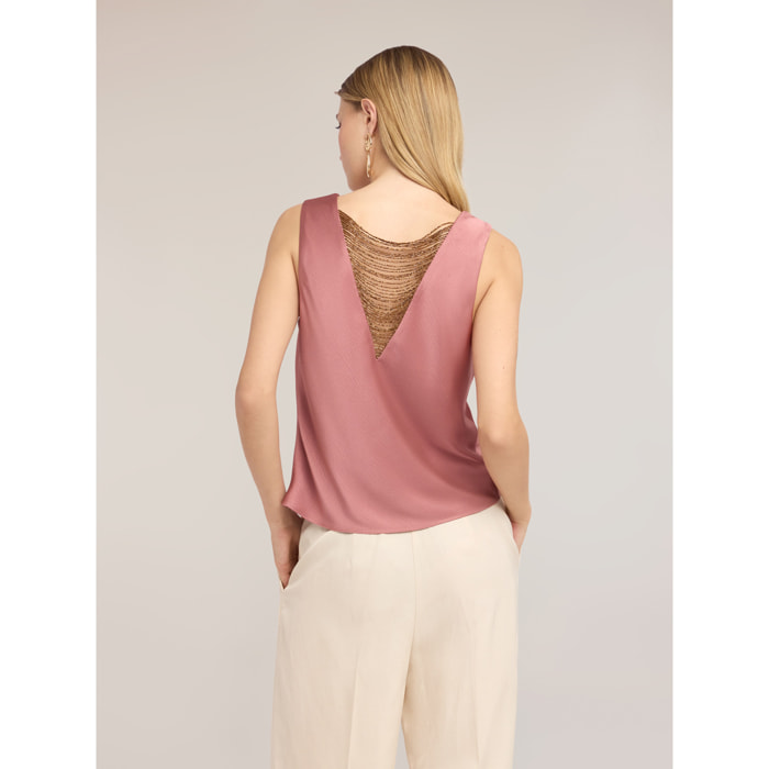 Motivi - Top in raso con catenine sul retro - Rosa