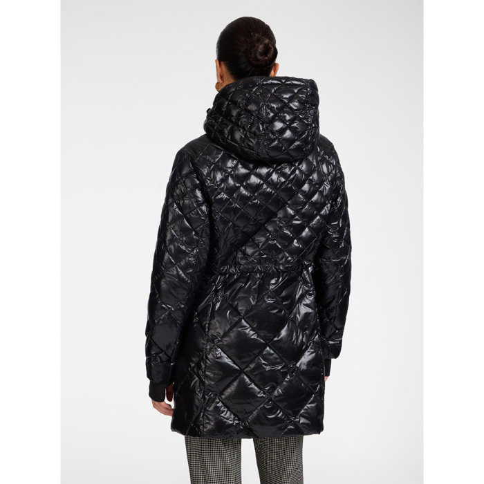 Elena Mirò - Plumífero largo en nylon acolchado - Negro