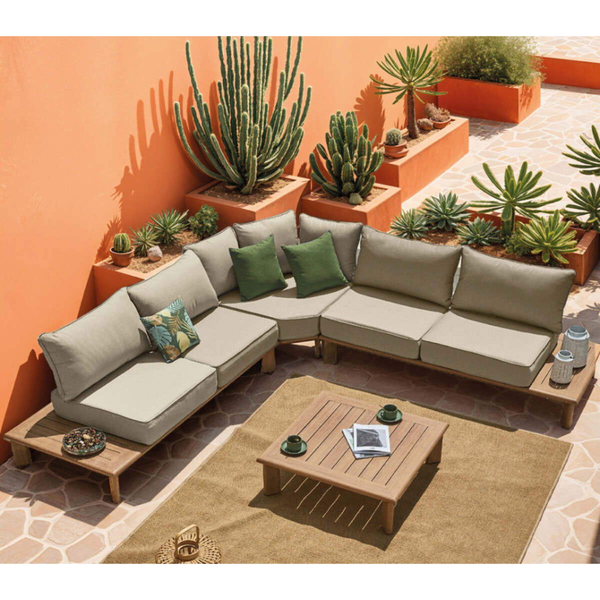 Salon de jardin en angle en aluminium - 6 places - AVIGNON