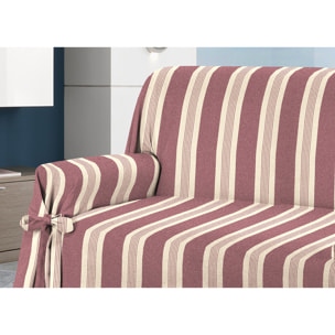 Copridivano Con Laccetti Rigato Grancasa Bordeaux