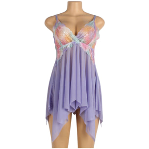 Babydoll morado con encaje color