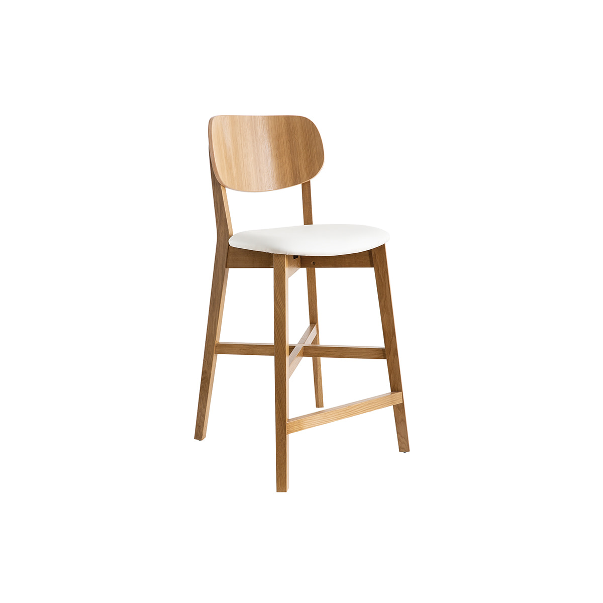 Tabouret de bar bois clair chêne et blanc H65 cm LUCIA