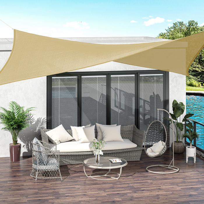 Voile d'ombrage rectangulaire grande taille 4 x 3 m polyéthylène haute densité HDPE résistant aux UV beige