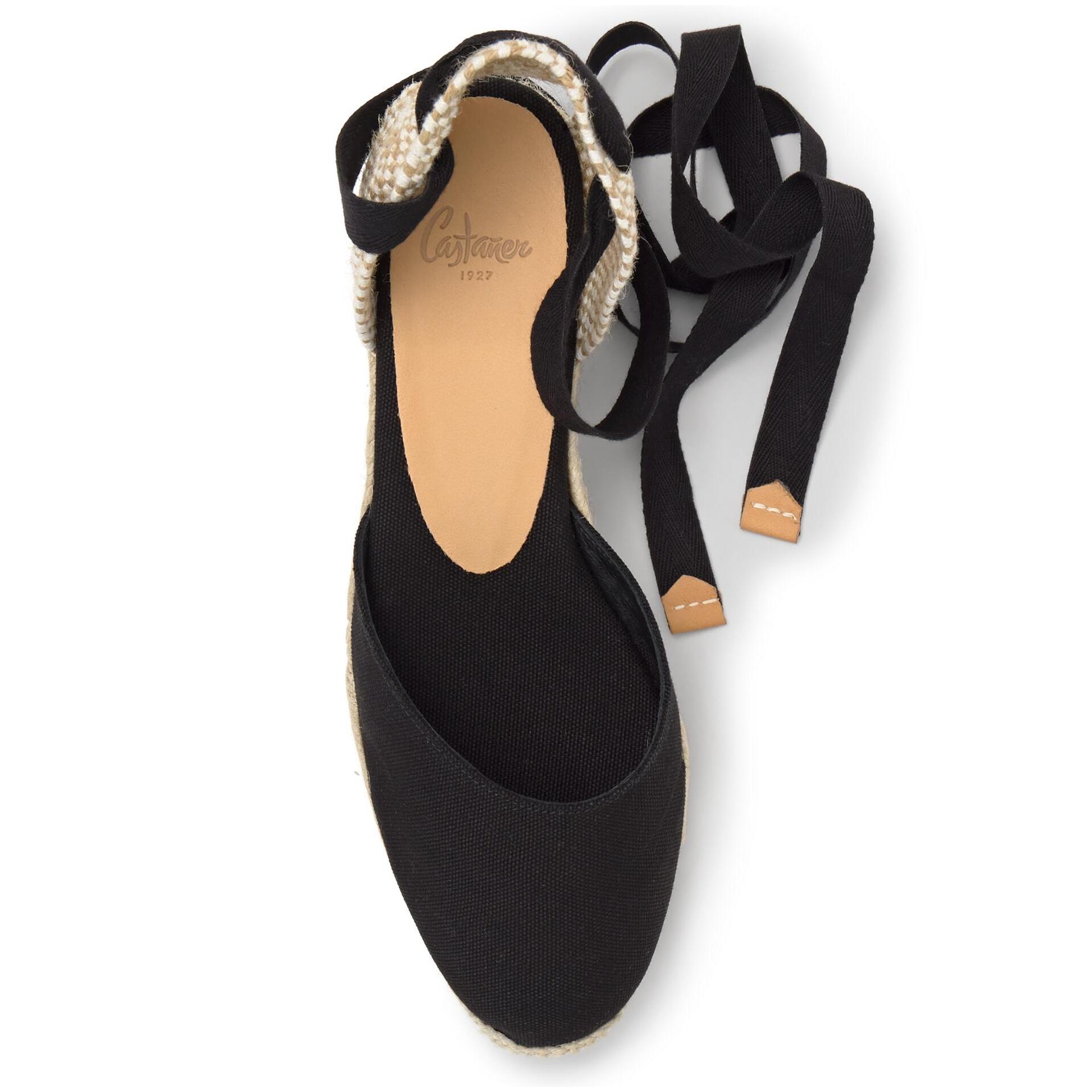 Alpargatas de cuña de mujer Carina en algodón orgánico, cierre mediante lazada