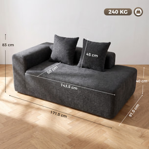 HOMCOM Sofá de 2 Plazas de Chenilla, Sofá de Salón, 2 Almohadas, Asiento con Muelles, No Requiere Montaje, para Dormitorio, Despacho, 171,5x91,5x83 cm, Gris Oscuro