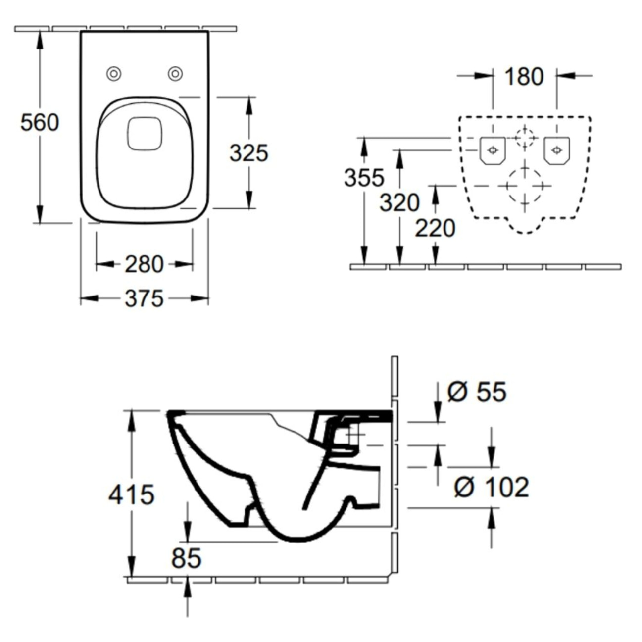 Pack WC suspendu sans bride Venticello + abattant + plaque blanche + bâti Grohe