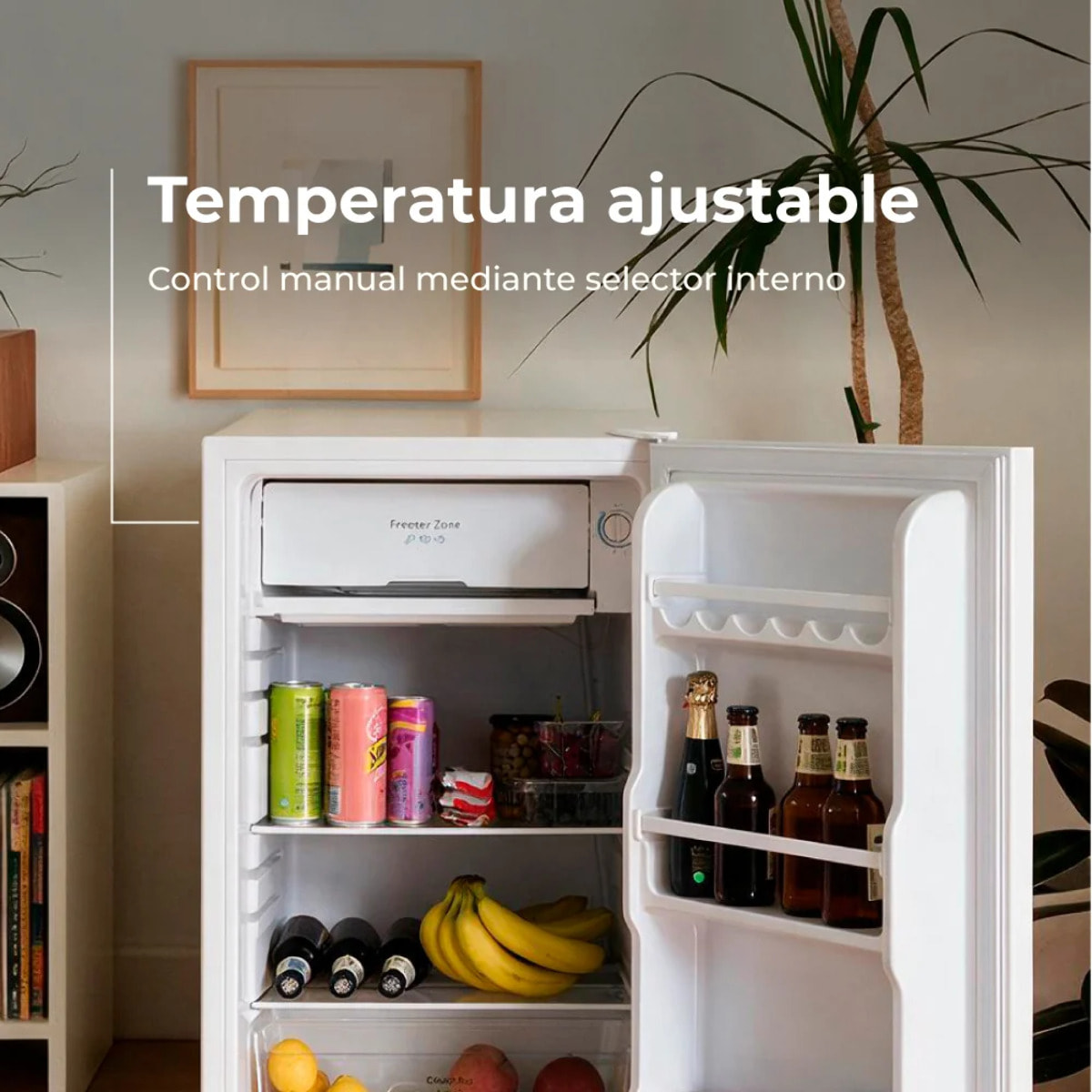 Frigorífico Mini EVVO F24, 91 L, Blanco, Bajo consumo