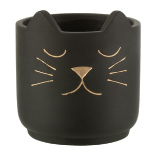 J-Line cache-pot Chat Déco - céramique - noir/or - small - Ø 14 cm