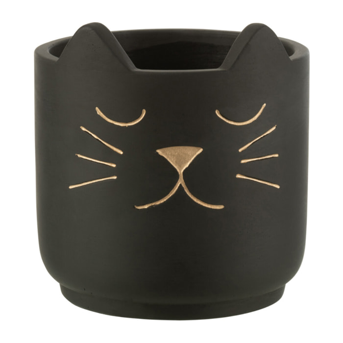J-Line cache-pot Chat Déco - céramique - noir/or - small - Ø 14 cm