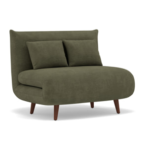 Lumi - Banquette convertible clic-clac 1 place en velours côtelé - Vert