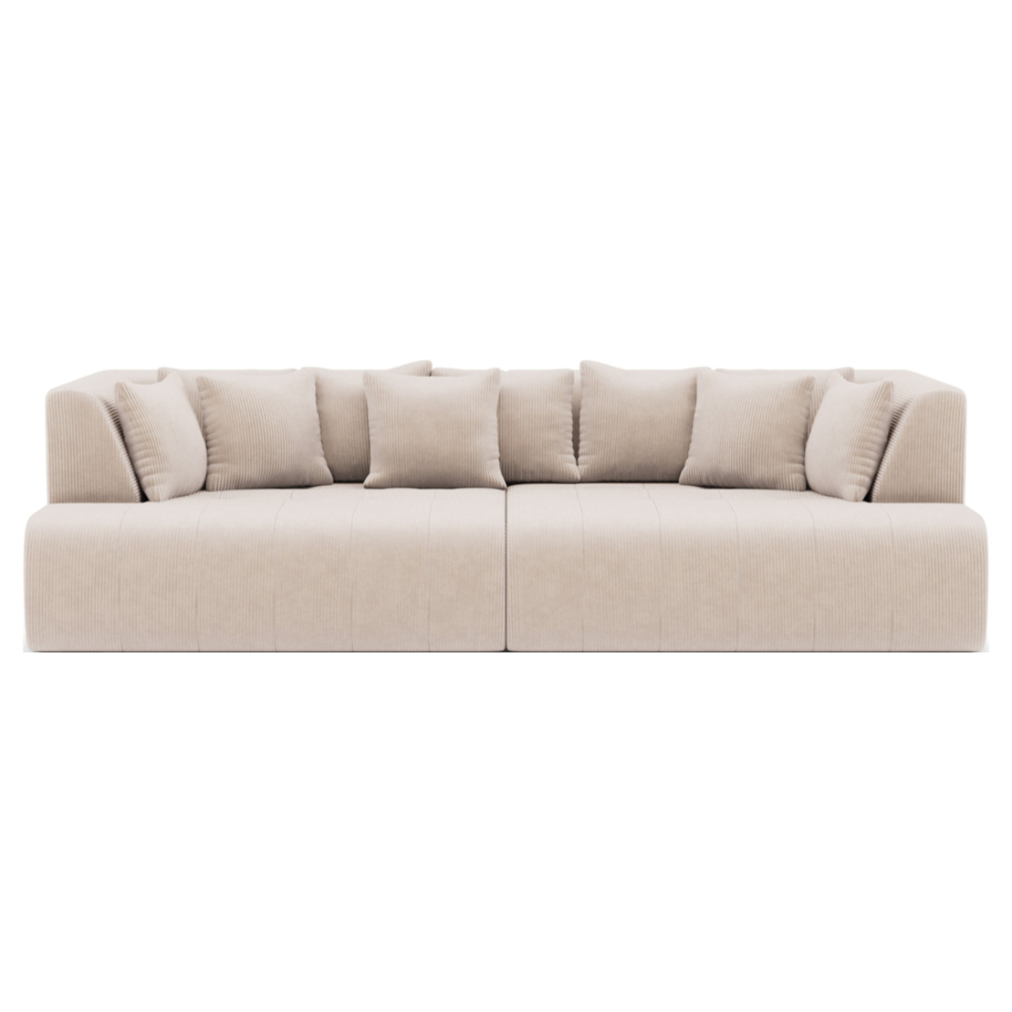 Onyx - canapé droit 4 places avec double méridienne - assise profonde - en velours côtelé - Beige