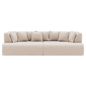 Onyx - canapé droit 4 places avec double méridienne - assise profonde - en velours côtelé - Beige