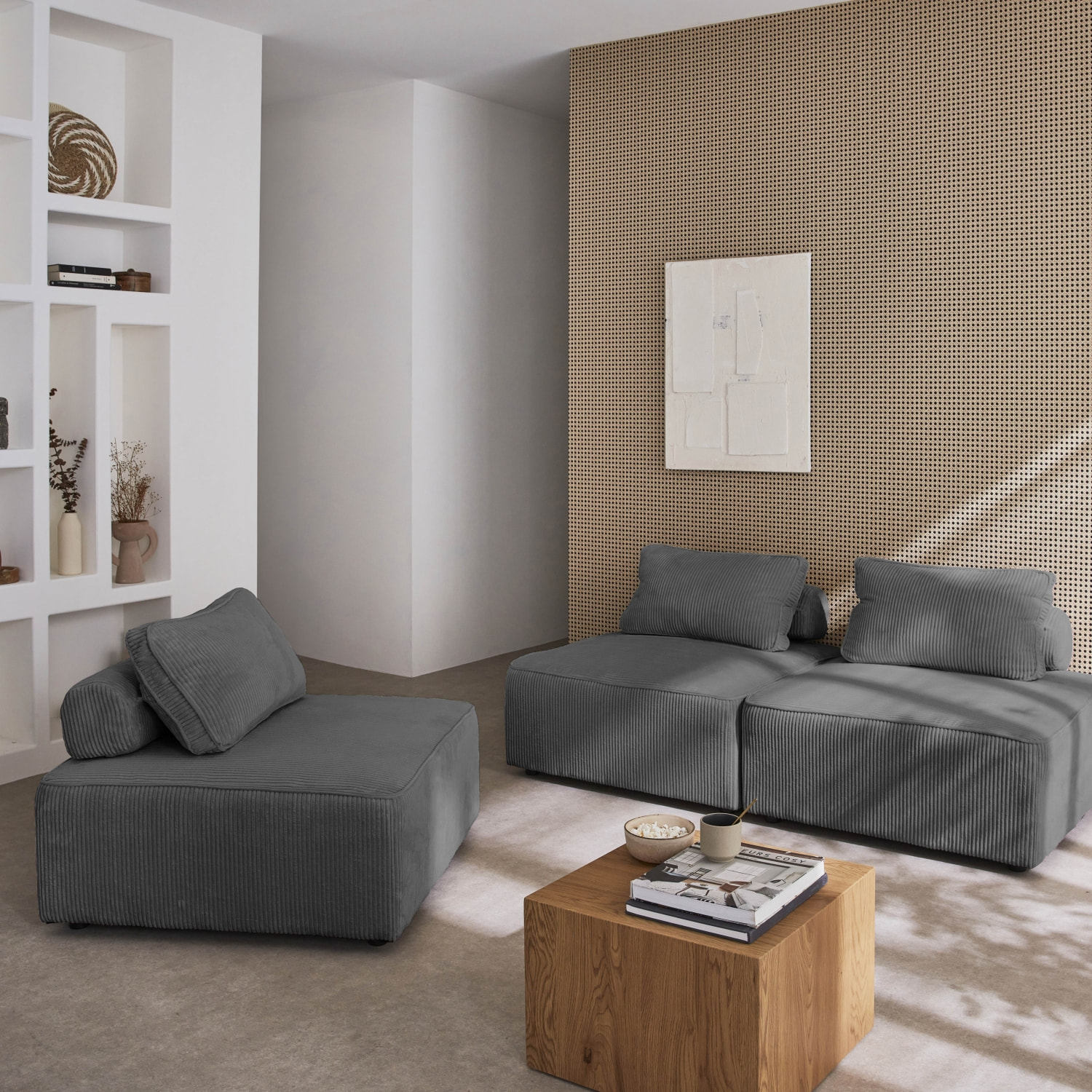 Chauffeuse pour canapé modulable velours côtelé (lot de 3) LAO
