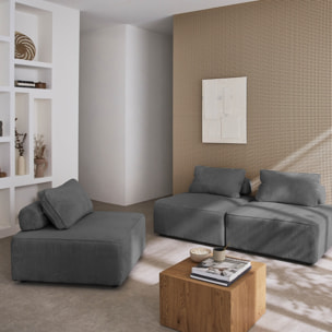 Chauffeuse pour canapé modulable velours côtelé (lot de 3) LAO