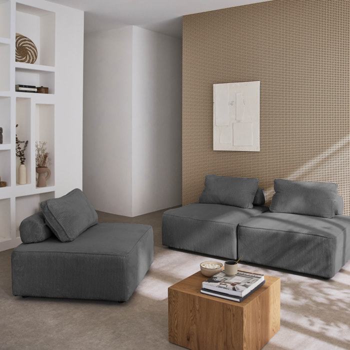 Chauffeuse pour canapé modulable velours côtelé (lot de 3) LAO