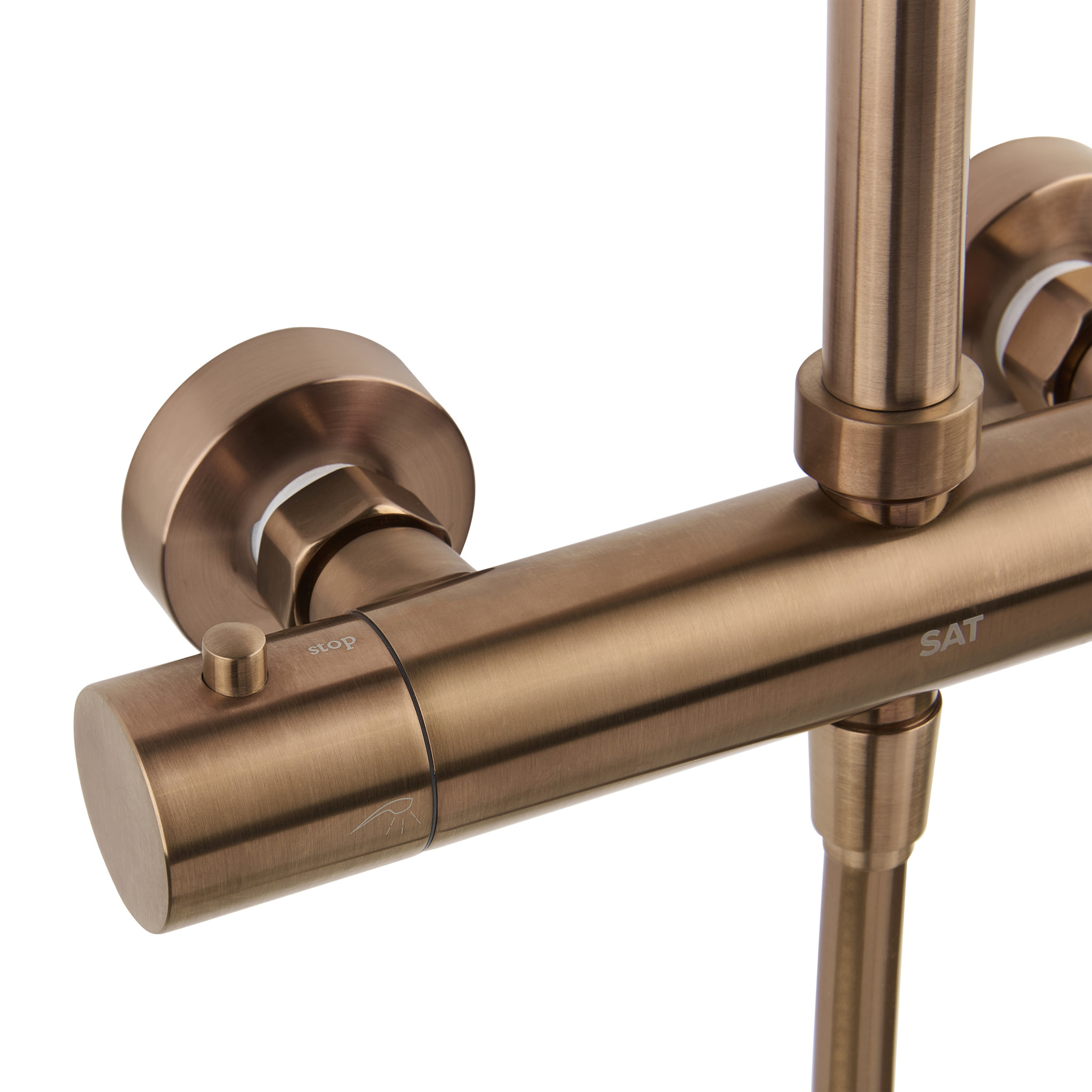 Aurum colonne de douche avec mitigeur thermostatique + douchette 2 jets + douche de tête, or rose brossé (SATSSTKAURBRG)