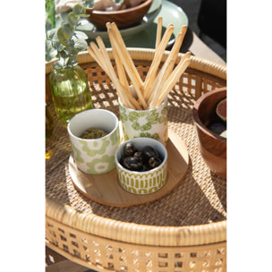 J-Line plat apéro + plateau 3 pièces - bambou/céramique - vert