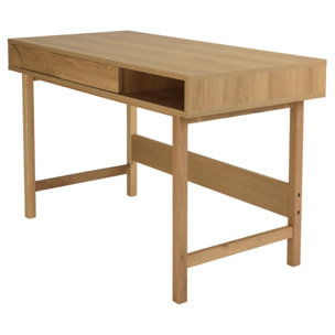 ETHAN - Bureau bois 1 tiroir décor motif arrondi couleur naturelle