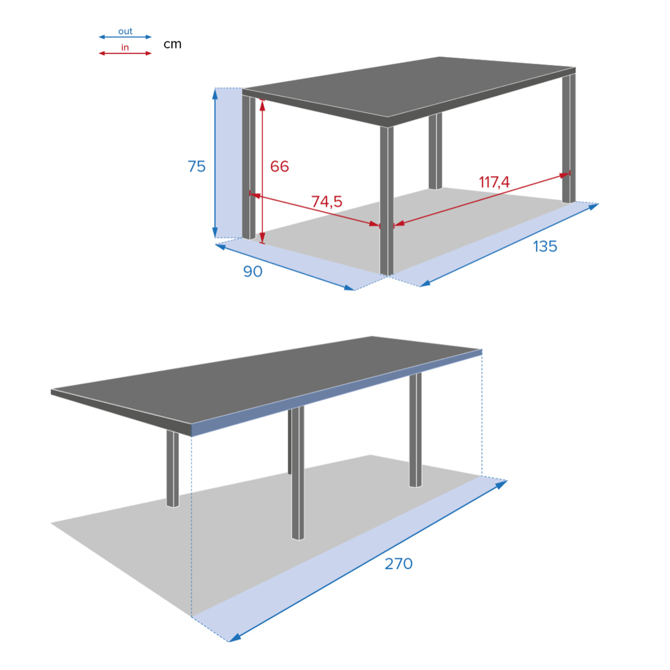 Table de jardin extensible "Piazza" graphite 10 places en aluminium traité époxy