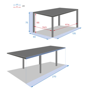 Table de jardin extensible "Piazza" graphite 10 places en aluminium traité époxy