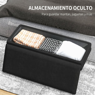 Puff Almacenaje 39L, Banco Almacenaje con Tapa Abatible y Patas de Acero, Tapizado en Terciopelo, Pie de Cama, para Dormitorio, Salón, Entrada, Carga 120 kg, 100x37,5x42 cm, Negro