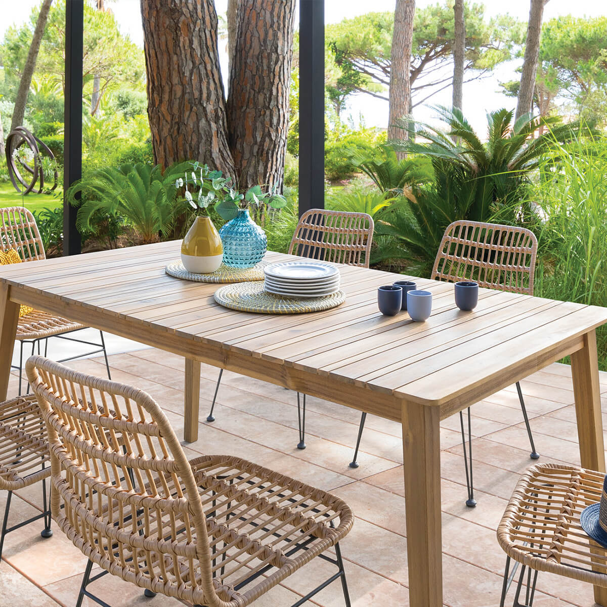 Table de jardin rectangulaire "Tiwi" 8 places en acacia