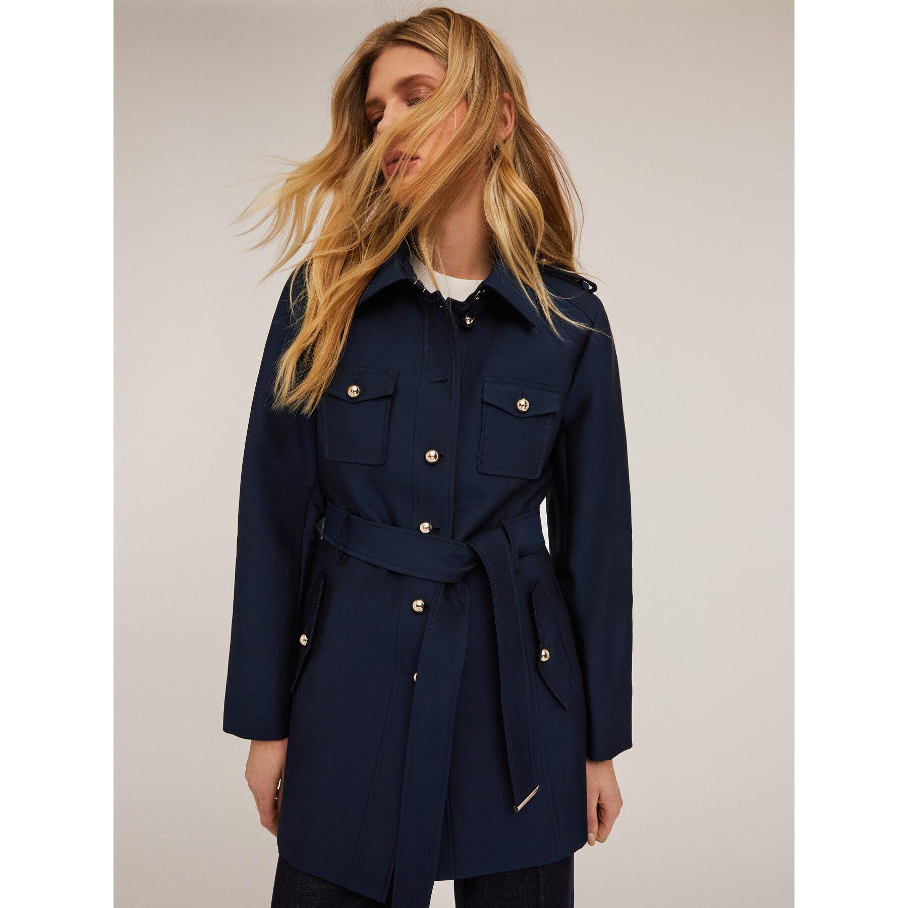 Motivi - Gabardina con botonadura simple - Azul