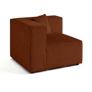 Arty - module d'assise d'angle réversible - en velours côtelé - Terracotta