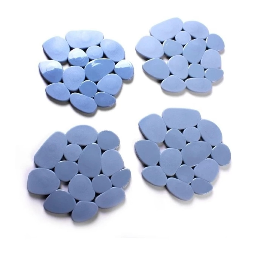 Lot de 4 Tapis antiderapants de douche ou baignoire PVC GALETS 12x13cm Gris MSV