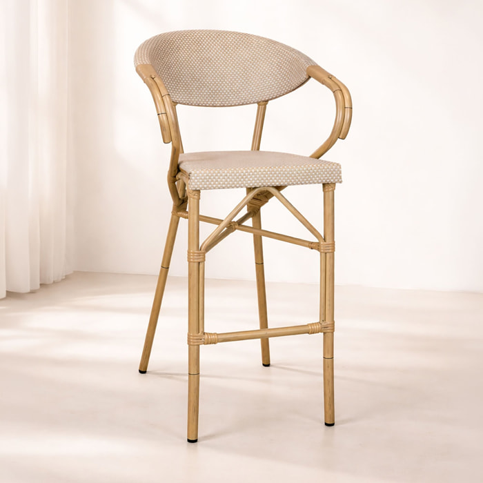 Lot de 2 fauteuils de bar extérieur en textilène beige AMALFI