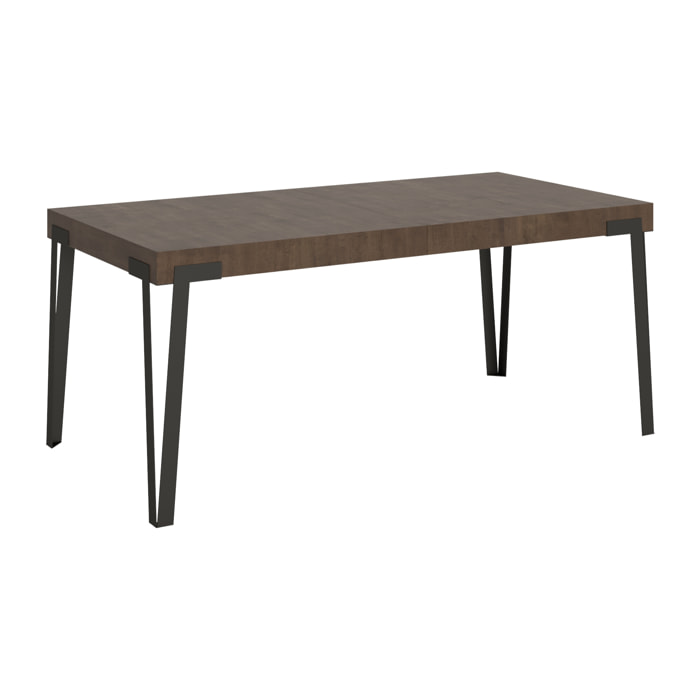 Table extensible 90x200/304 cm Rio Noyer cadre Anthracite