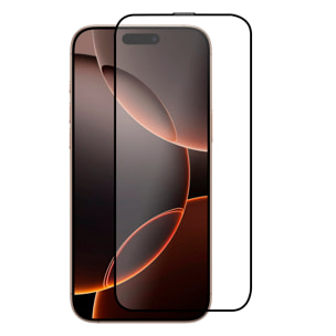 Protector de pantalla de cristal templado con marco negro para iPhone 16 Pro, resistente al desgaste, a los arañazos, antimicrobiano y antiestático.